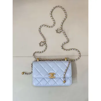 Chanel AS2615 Woc Wallet on Chain Calfskin Bag Light Blue