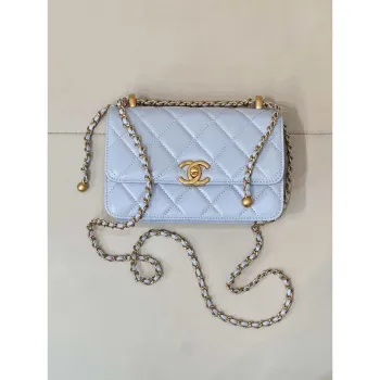 Chanel AS2615 Woc Wallet on Chain Calfskin Bag Light Blue