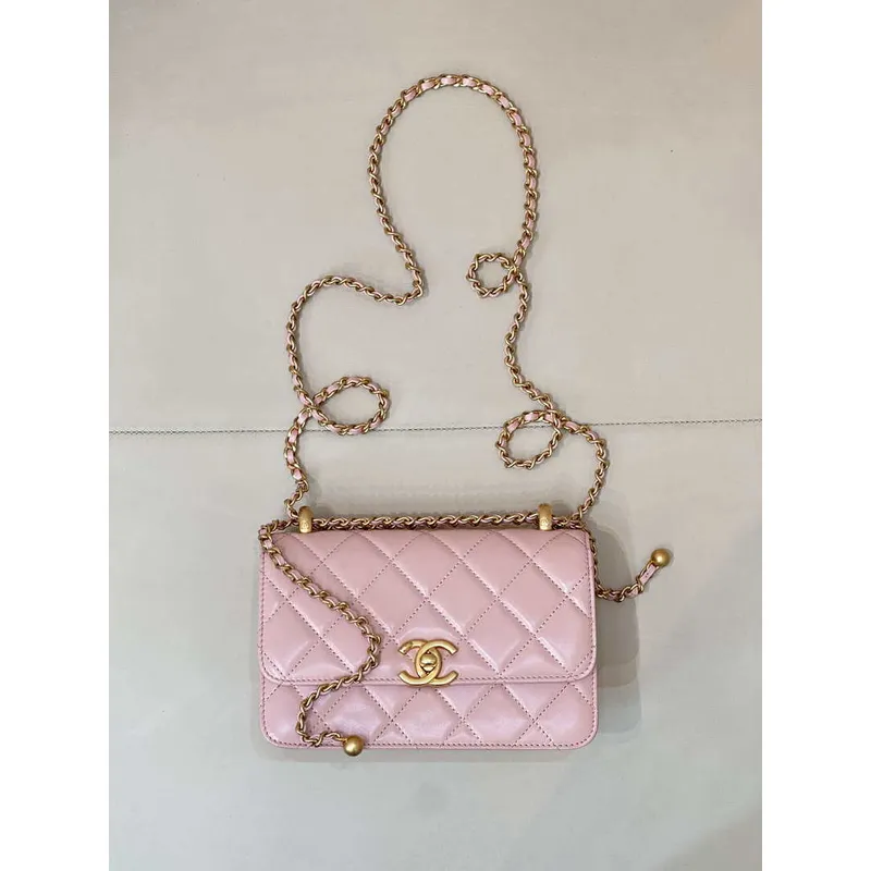 Chanel AS2615 Woc Wallet on Chain Calfskin Bag Light Pink