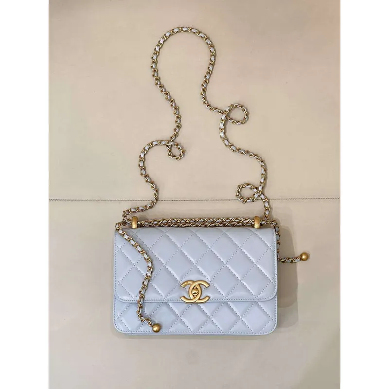Chanel AS2649 Woc Wallet on Chain Calfskin Bag Blue