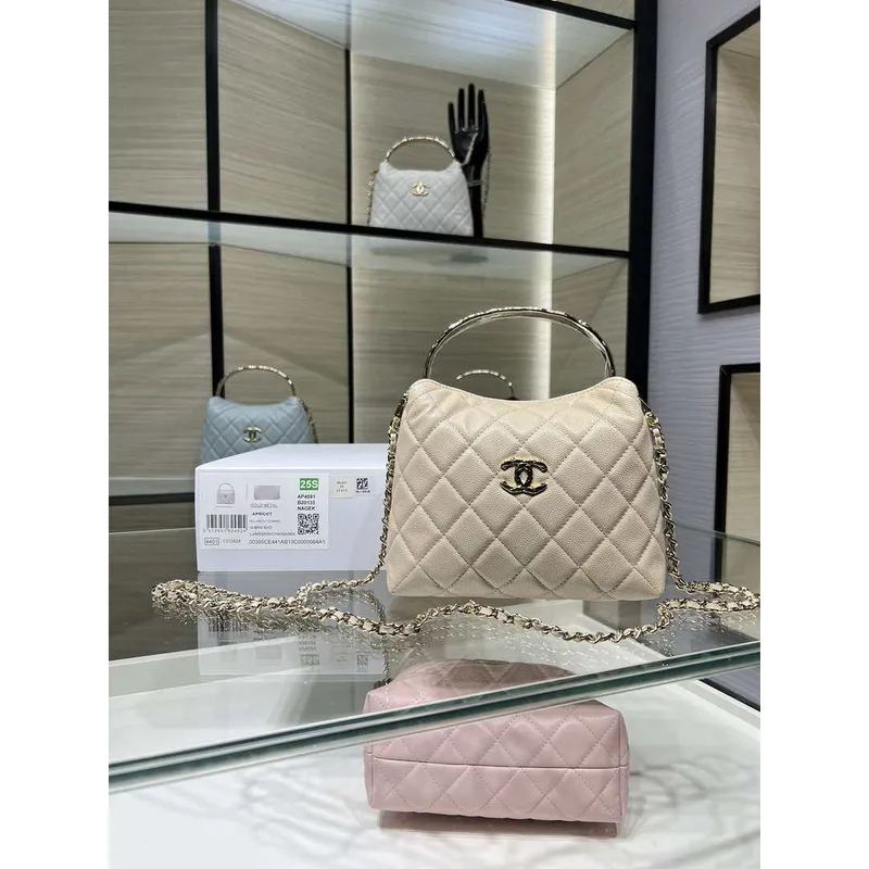Chanel 25SS Crush With handle box Bag Lambskin AP4591 Apricot