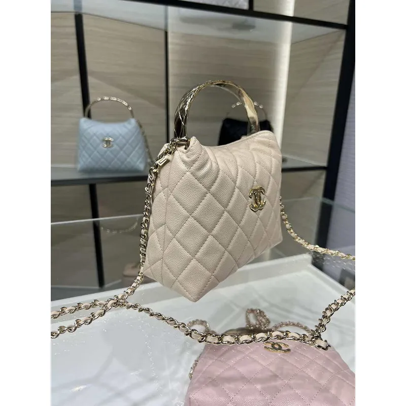 Chanel 25SS Crush With handle box Bag Lambskin AP4591 Apricot