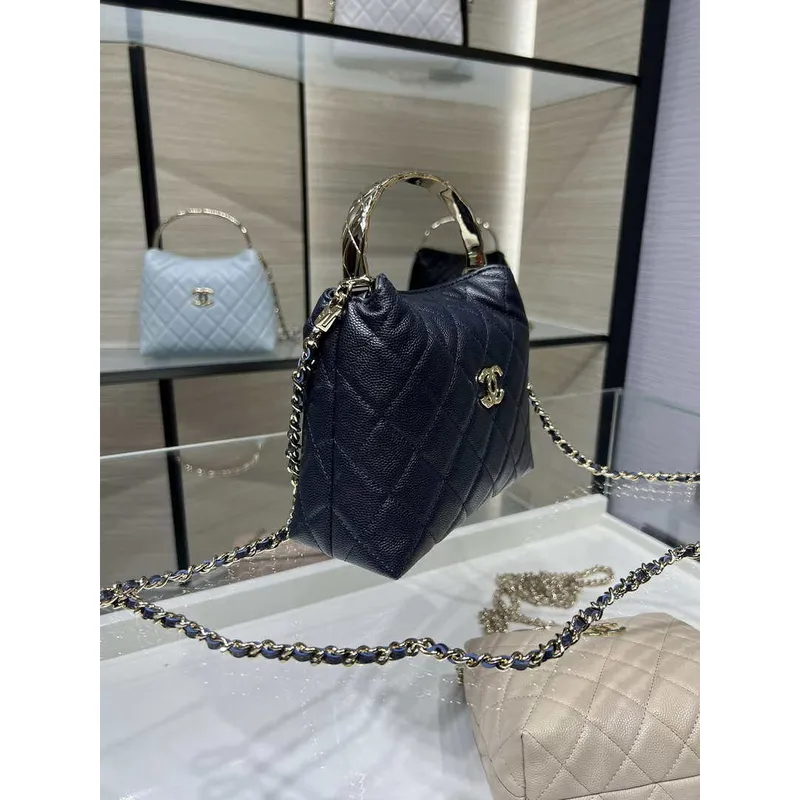 Chanel 25SS Crush With handle box Bag Lambskin AP4591 Navy Blue