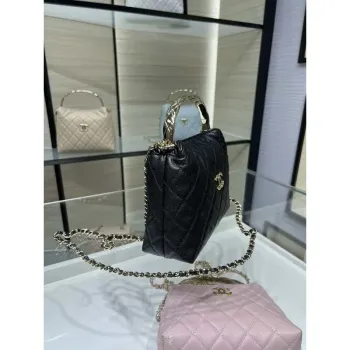 Chanel 25SS Crush With handle box Bag Lambskin AP4591 Black