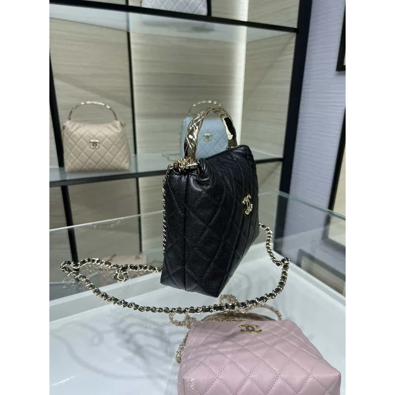 Chanel 25SS Crush With handle box Bag Lambskin AP4591 Black