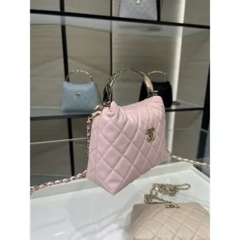 Chanel 25SS Crush With handle box Bag Lambskin AP4591 Pink