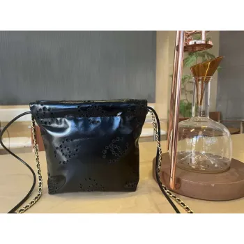 Chanel 22 Mini Handbag  Shiny Calfskin & Gold Tone Metal AS3980 Black