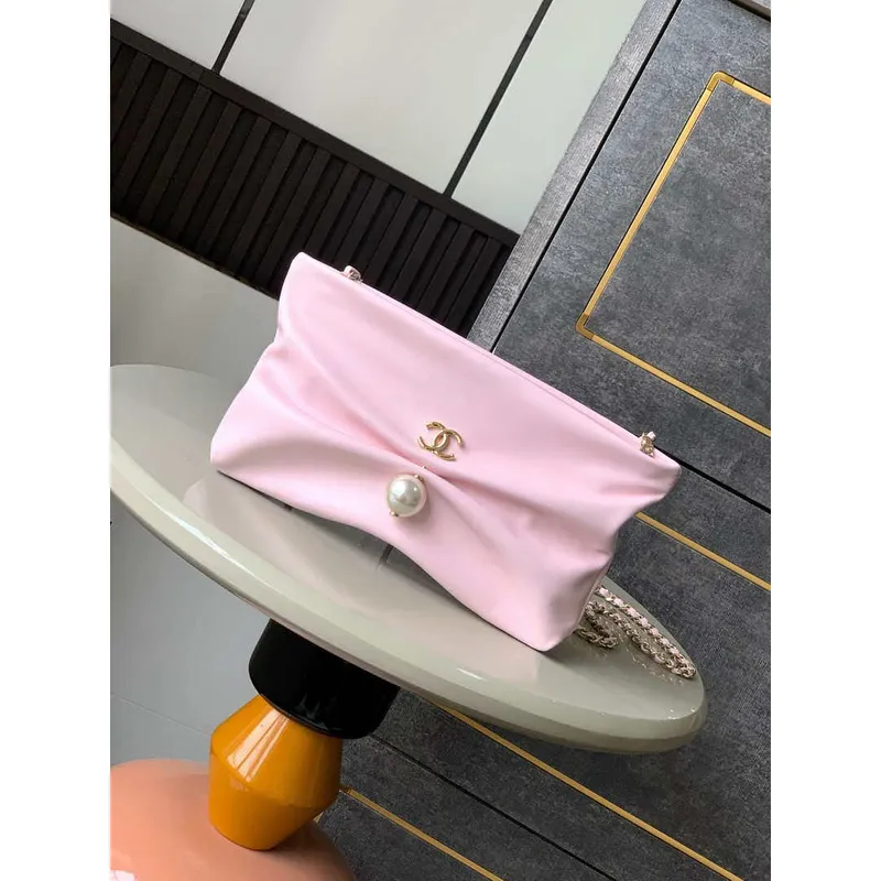 Chanel AP4613 Shiny Lambskin Imitation Pearl & Gold Tone Metal Pink