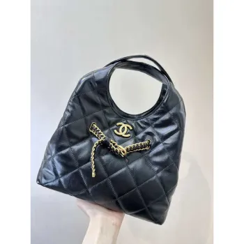 Chanel 25SS Hobo Bag Shiny Lambskin & Gold Tone Metal AS5411 Black