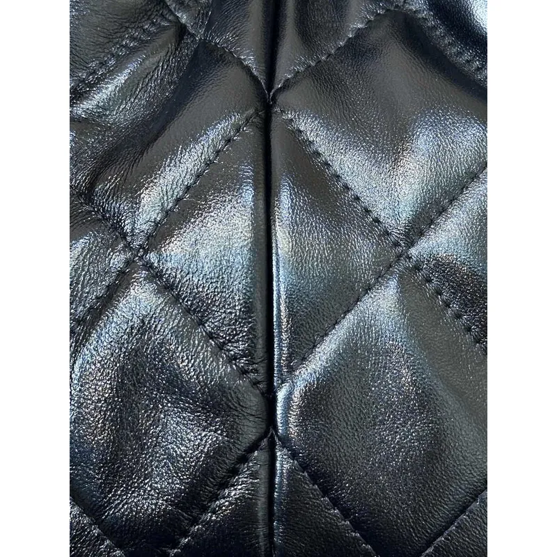 Chanel 25SS Hobo Bag Shiny Lambskin & Gold Tone Metal AS5411 Black