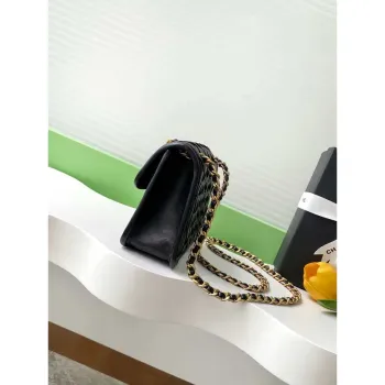 Chanel 25C Mini Flap Bag Metallized Braided Calfskin & Gold Tone AS4797 Black