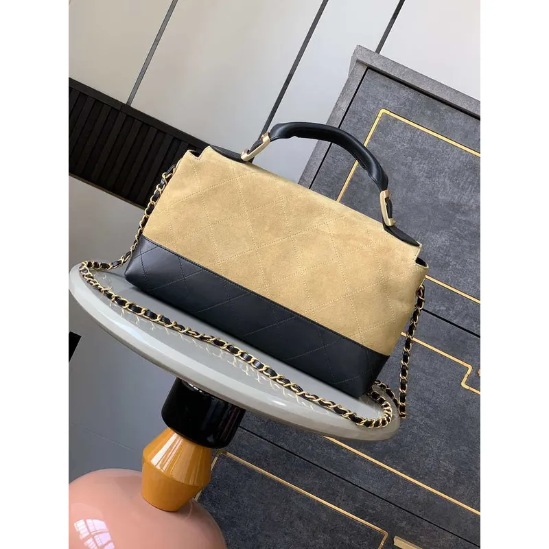 Chanel A99011 Double leather flap bag Black and Apricot