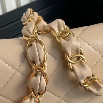 Chanel AS5176 Flap Bag 24K Lambskin Apricot
