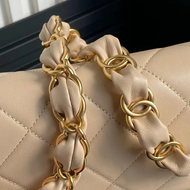 Chanel AS5176 Flap Bag 24K Lambskin Apricot