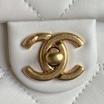 Chanel AS5176 Flap Bag 24K Lambskin White