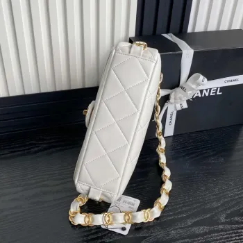 Chanel AS5176 Flap Bag 24K Lambskin White