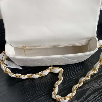 Chanel AS5176 Flap Bag 24K Lambskin White