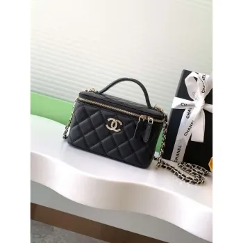 Chanel AP4404 25C Vanity with Chain Lambskin & Gold Tone Metal Black