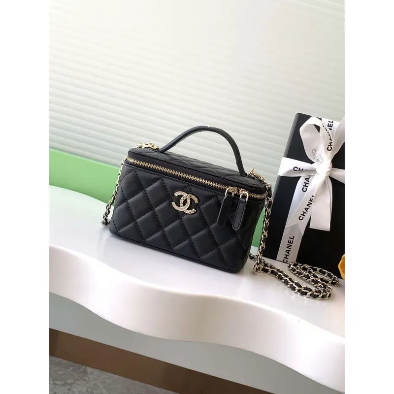 Chanel AP4404 25C Vanity with Chain Lambskin & Gold Tone Metal Black