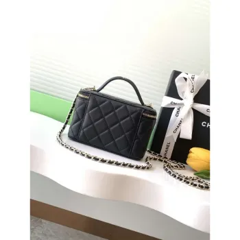 Chanel AP4404 25C Vanity with Chain Lambskin & Gold Tone Metal Black