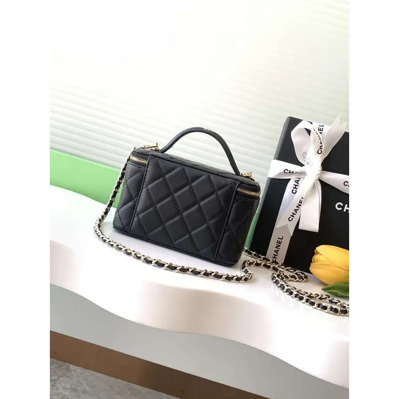 Chanel AP4404 25C Vanity with Chain Lambskin & Gold Tone Metal Black