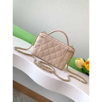 Chanel AP4404 Long Vanity with Chain Grained Calfskin & Gold Tone Metal Apricot