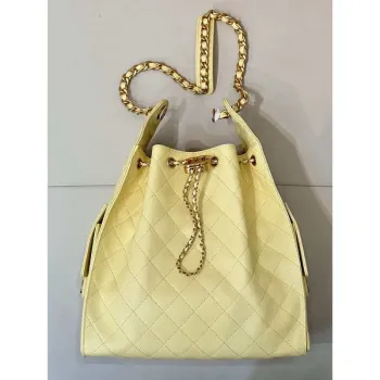 Chanel AS5311 Large Hobo Shiny Calfskin & Gold Tone Metal Yellow