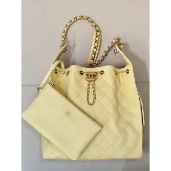Chanel AS5311 Large Hobo Shiny Calfskin & Gold Tone Metal Yellow