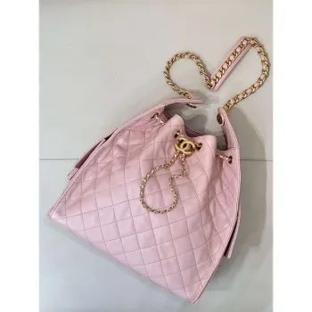 Chanel AS5311 Large Hobo Shiny Calfskin & Gold Tone Metal Pink