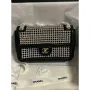Chanel A8003 25p Evening Bag Lambskin Rhinestones Pearls A01112 White and Black