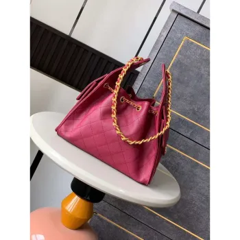 Chanel AS5293 Small Hobo Calfskin & Gold Tone Metal Red