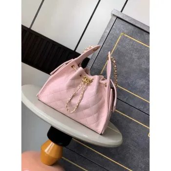 Chanel AS5293 Small Hobo Calfskin & Gold Tone Metal Pink