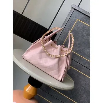 Chanel AS5293 Small Hobo Calfskin & Gold Tone Metal Pink