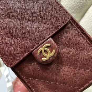 Chanel AS5293 Small Hobo Calfskin & Gold Tone Metal Wine Red