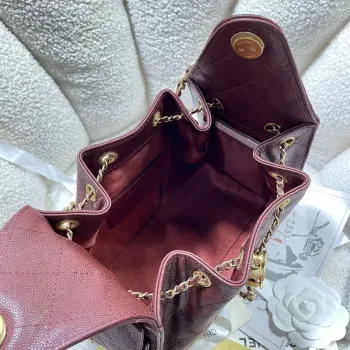 Chanel AS5293 Small Hobo Calfskin & Gold Tone Metal Wine Red