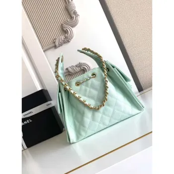 Chanel AS5293 Small Hobo Calfskin & Gold Tone Metal Green