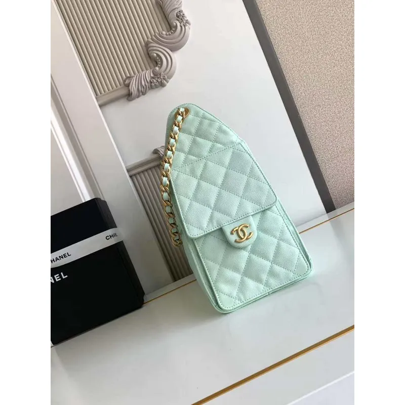 Chanel AS5293 Small Hobo Calfskin & Gold Tone Metal Green