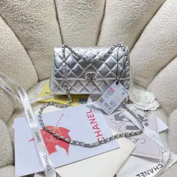 Chanel 25S Flap Silver Lambskin Bag AP5485 Silver