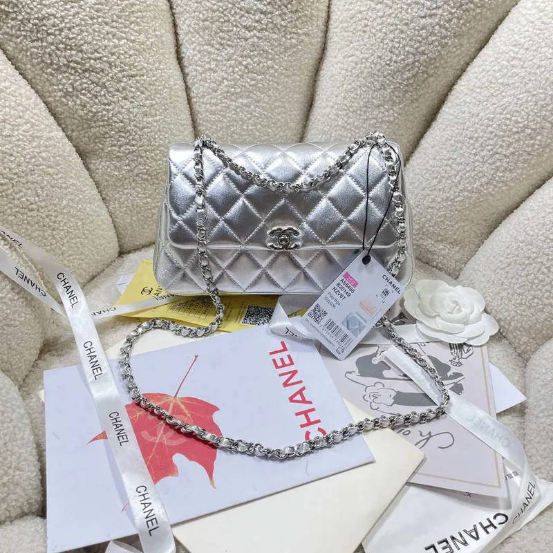 Chanel 25S Flap Silver Lambskin Bag AP5485 Silver