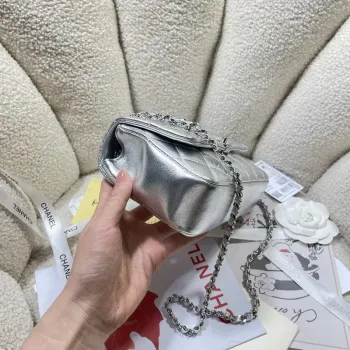 Chanel 25S Flap Silver Lambskin Bag AP5485 Silver