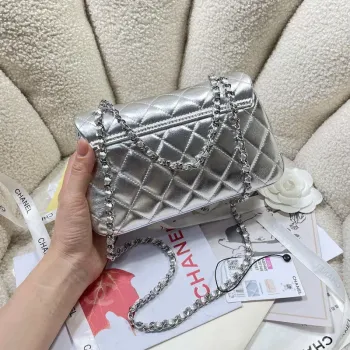 Chanel 25S Flap Silver Lambskin Bag AP5485 Silver