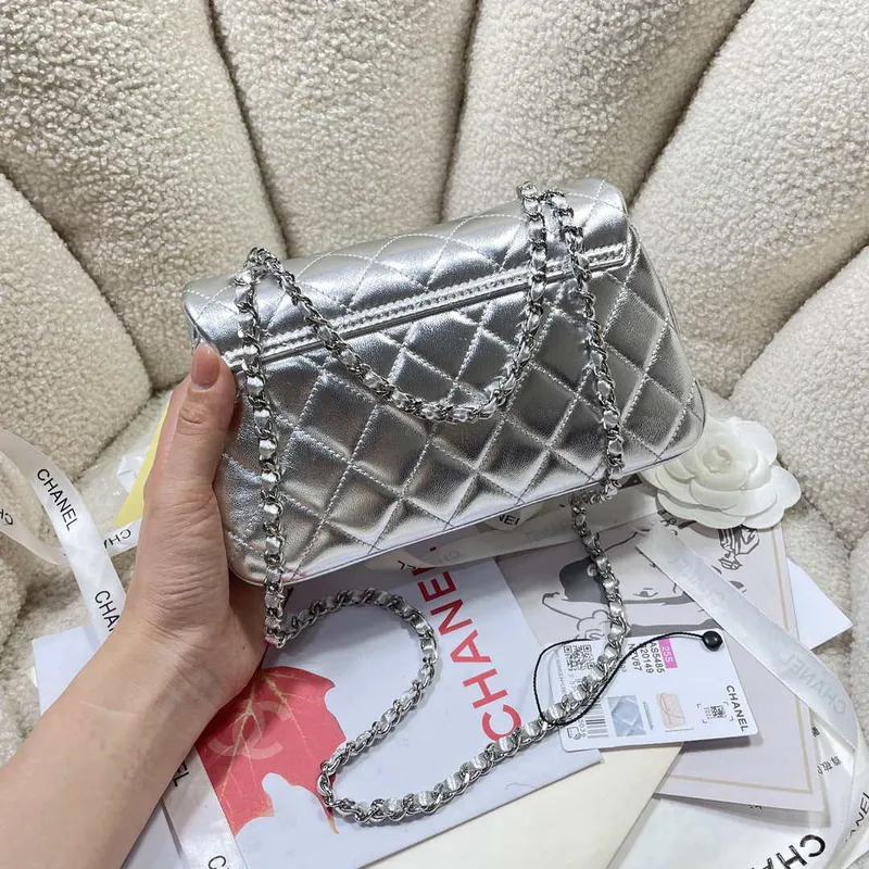 Chanel 25S Flap Silver Lambskin Bag AP5485 Silver