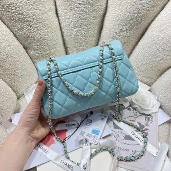 Chanel 25S Flap Blue Lambskin Bag AP5485 gold