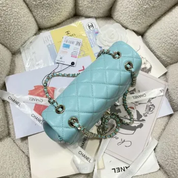 Chanel 25S Flap Blue Lambskin Bag AP5485 gold