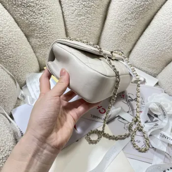 Chanel 25S Flap White Lambskin Bag AP5485 gold