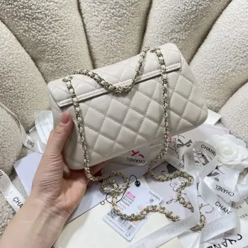 Chanel 25S Flap White Lambskin Bag AP5485 gold
