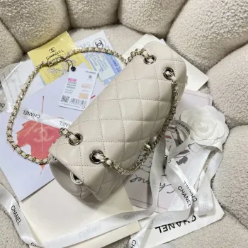 Chanel 25S Flap White Lambskin Bag AP5485 gold
