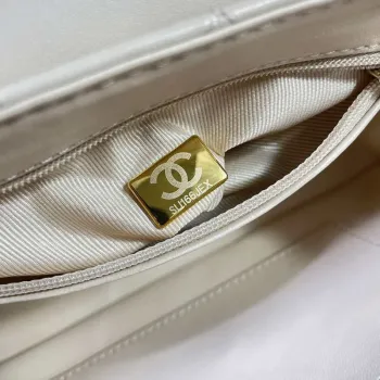 Chanel 25S Flap White Lambskin Bag AP5485 gold
