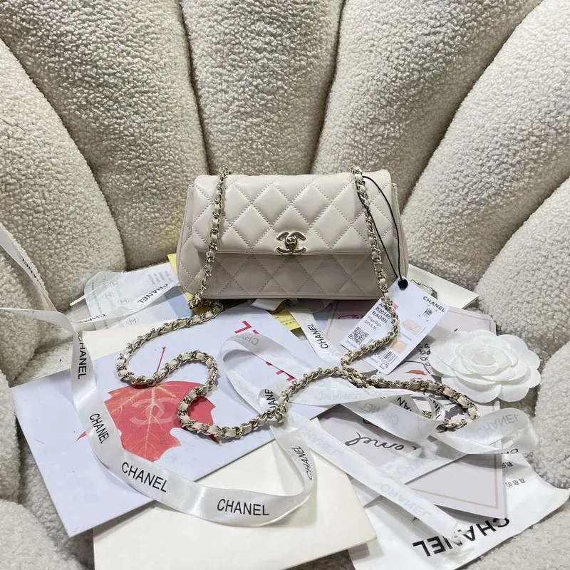 Chanel AP4592 25S Mini Flap White Lambskin gold
