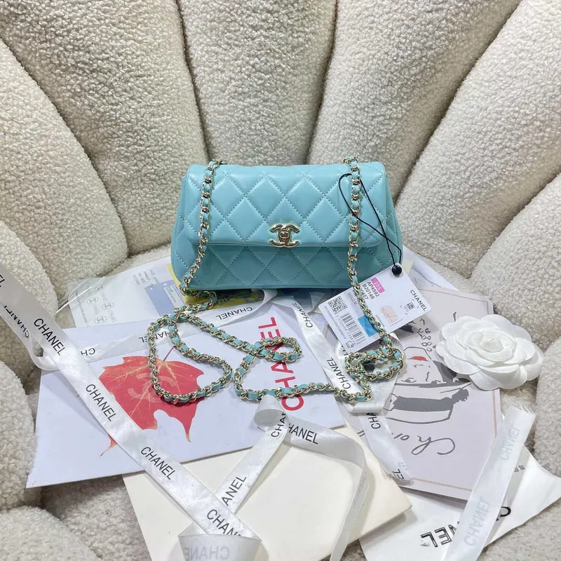 Chanel AP4592 25S Mini Flap Lake blue Lambskin gold